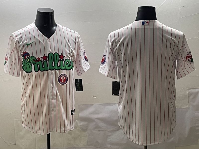 Men Philadelphia Phillies Blank White Stripe Joint Name 2025 Nike MLB Jersey style 2